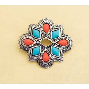 Vintage Boho Silver Tone Colorful Brooch by Avon i16